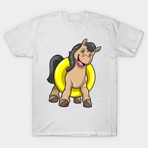 Horse at Beach with Swim ring T-Shirt by Markus Schnabel